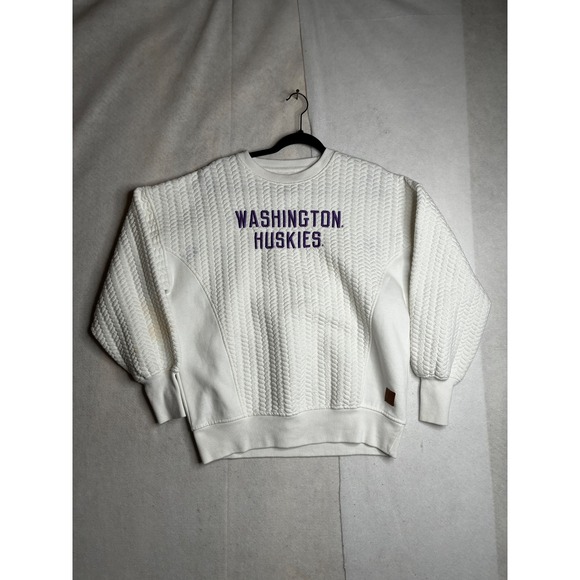 Pressbox Tops - Pressbox Washington Huskies Roxbury Quilted Sweatshirt White Womens S 65H19TF1